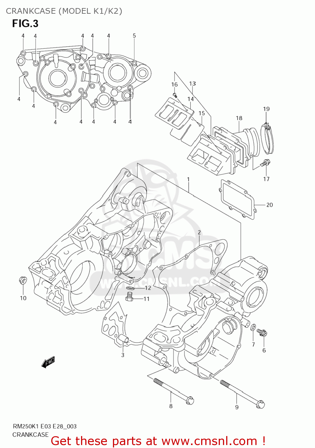 CRANKCASE (MODEL K1/K2) RM250 2006 (K6) USA (E03)