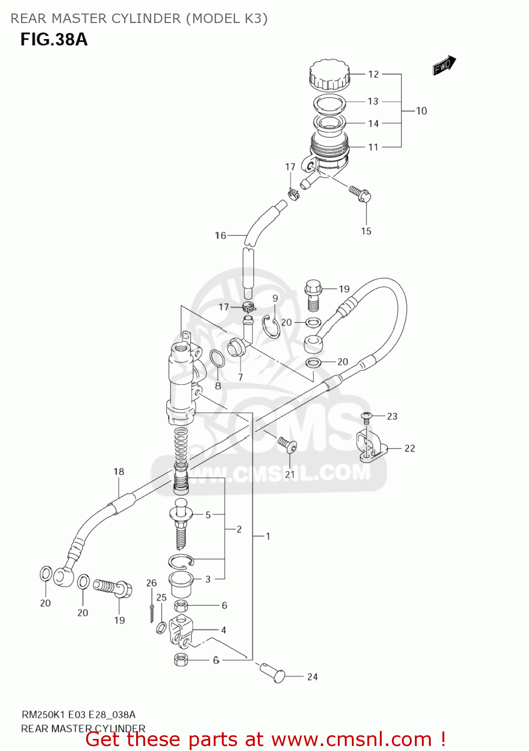 REAR MASTER CYLINDER (MODEL K3) RM250 2006 (K6) USA (E03)