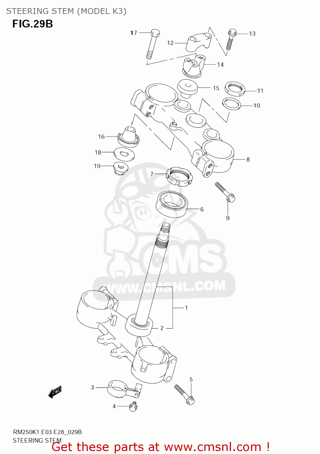 STEERING STEM (MODEL K3) RM250 2006 (K6) USA (E03)