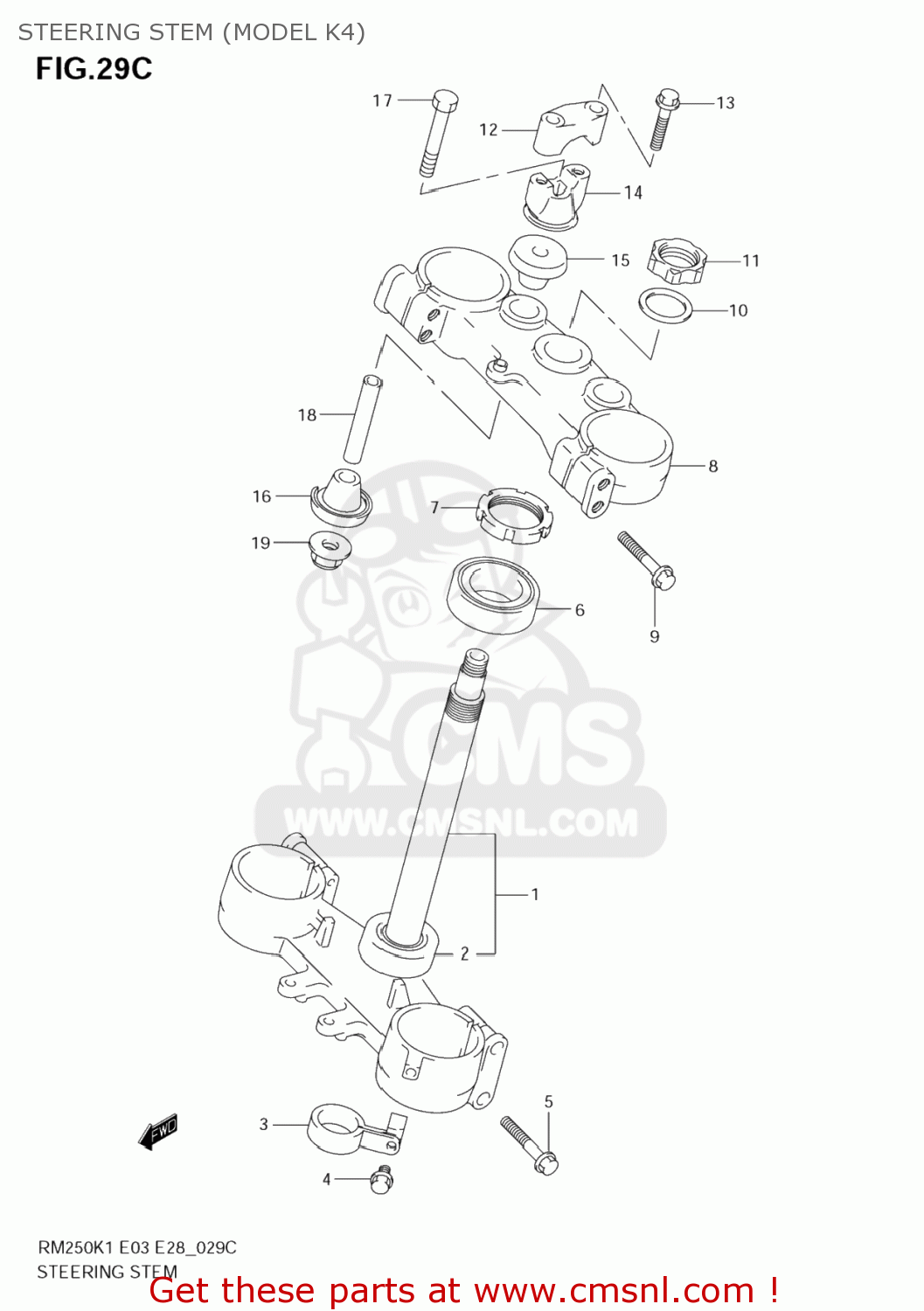 STEERING STEM (MODEL K4) RM250 2006 (K6) USA (E03)