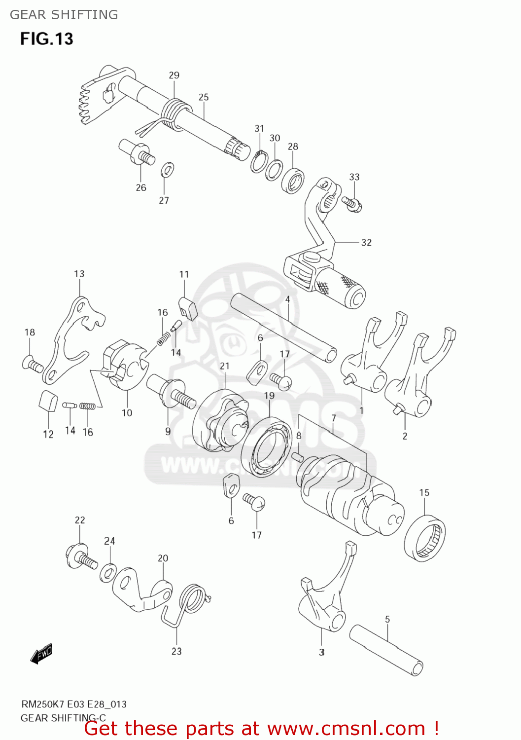 GEAR SHIFTING RM250 2007 (K7) USA (E03)