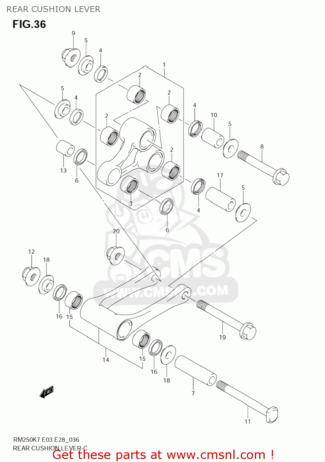 REAR CUSHION LEVER RM250 2007 (K7) USA (E03)