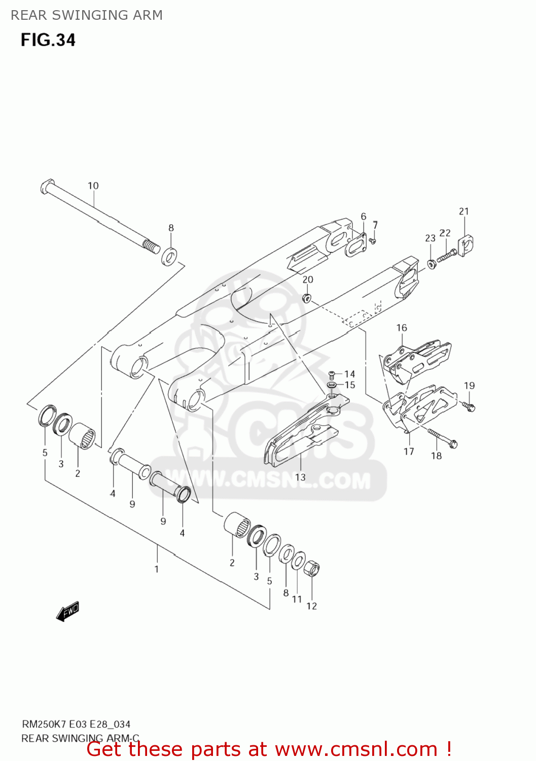 REAR SWINGING ARM RM250 2007 (K7) USA (E03)