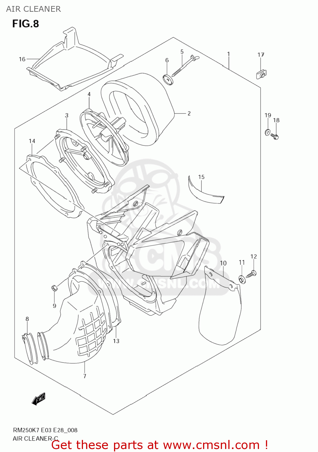 AIR CLEANER RM250 2008 (K8) USA (E03)