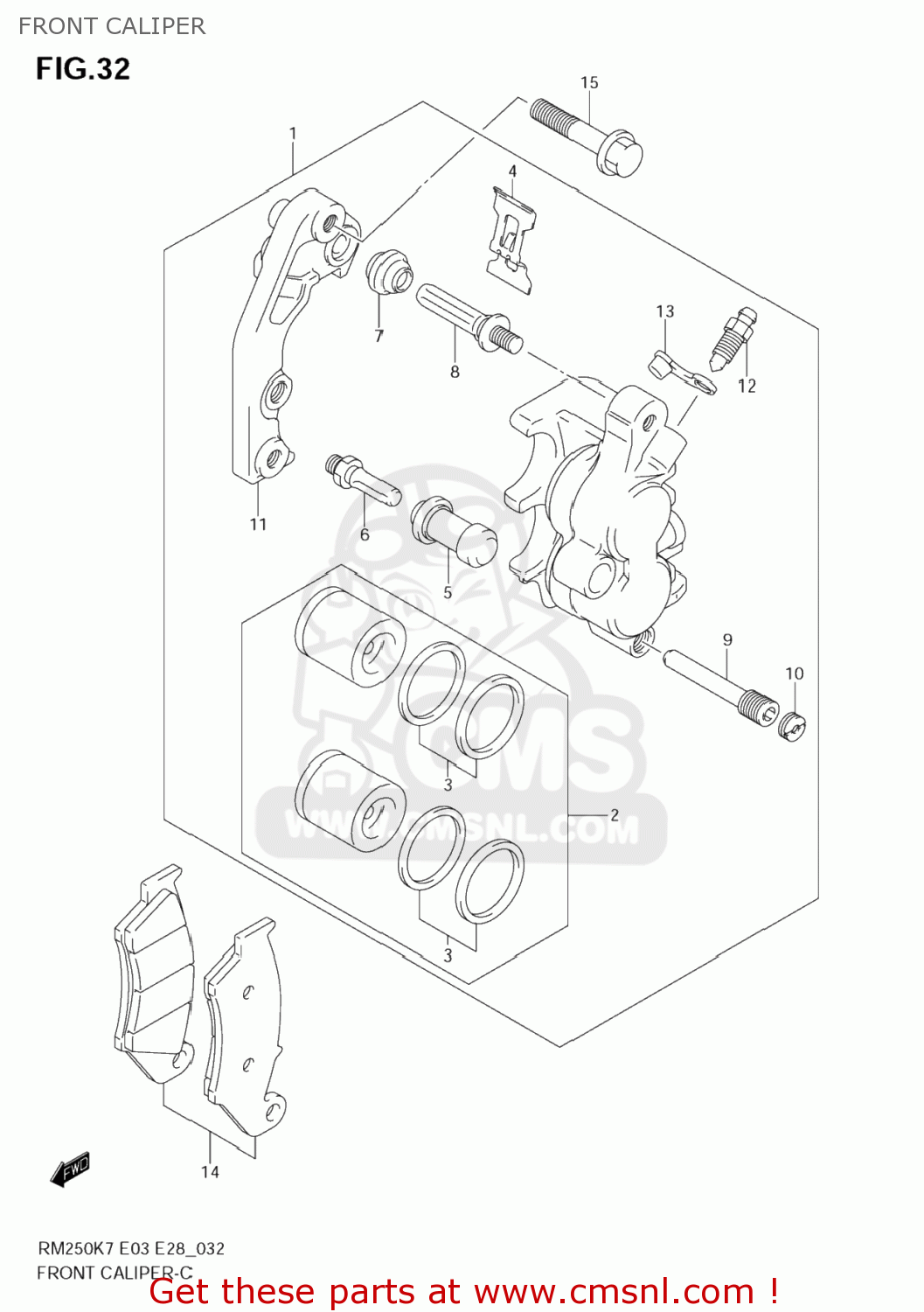 FRONT CALIPER RM250 2008 (K8) USA (E03)