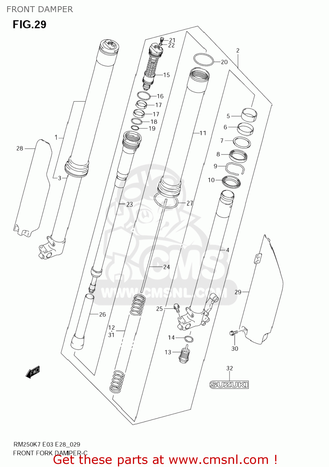 FRONT DAMPER RM250 2008 (K8) USA (E03)