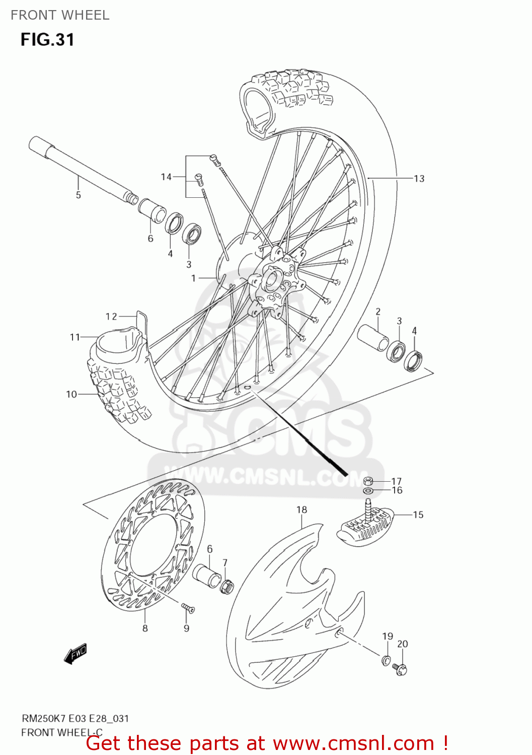 FRONT WHEEL RM250 2008 (K8) USA (E03)