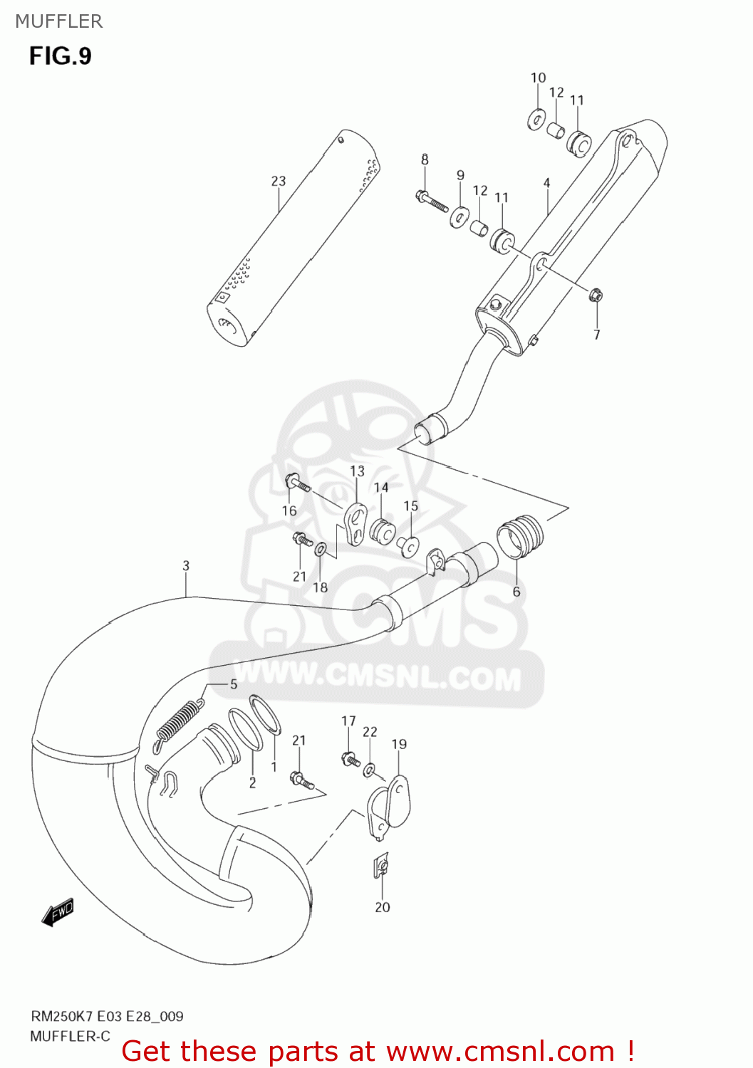 MUFFLER RM250 2008 (K8) USA (E03)