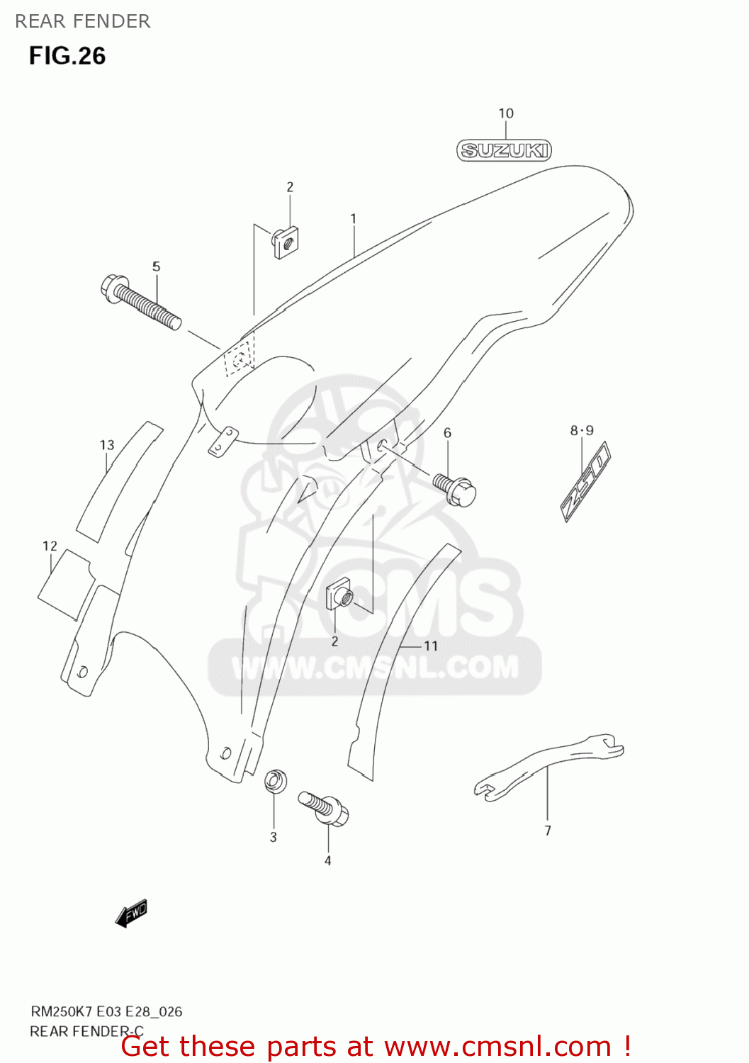 REAR FENDER RM250 2008 (K8) USA (E03)