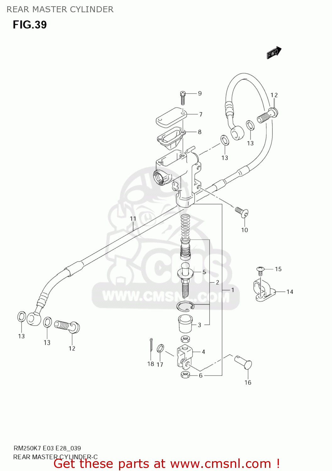 REAR MASTER CYLINDER RM250 2008 (K8) USA (E03)
