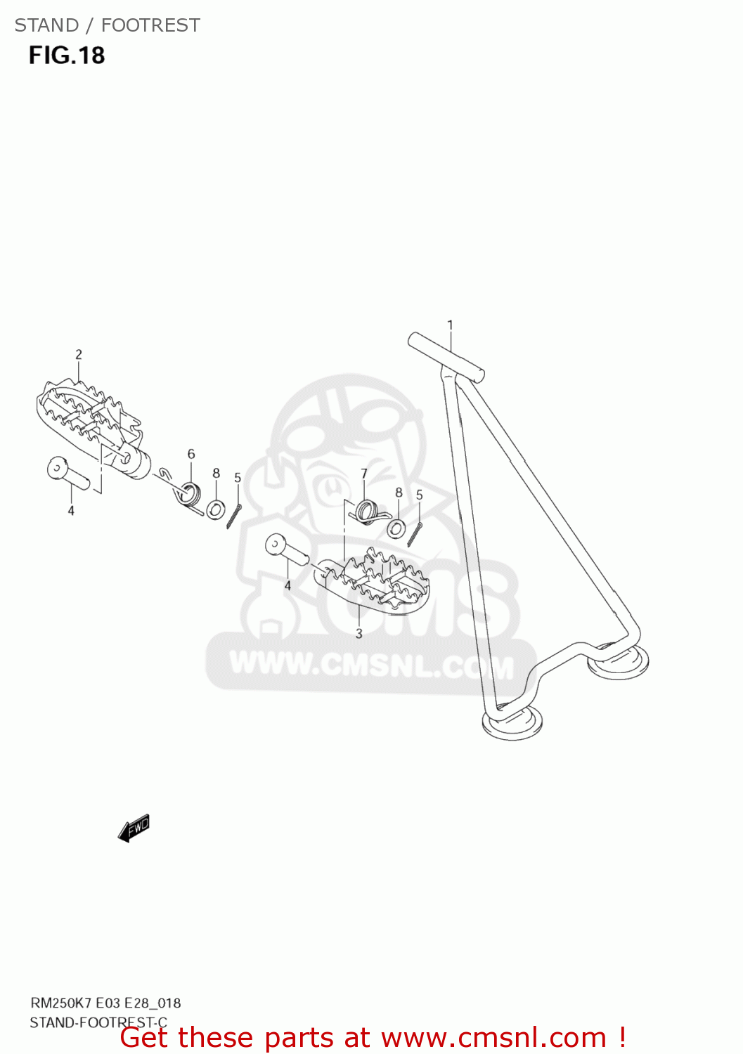 STAND / FOOTREST RM250 2008 (K8) USA (E03)