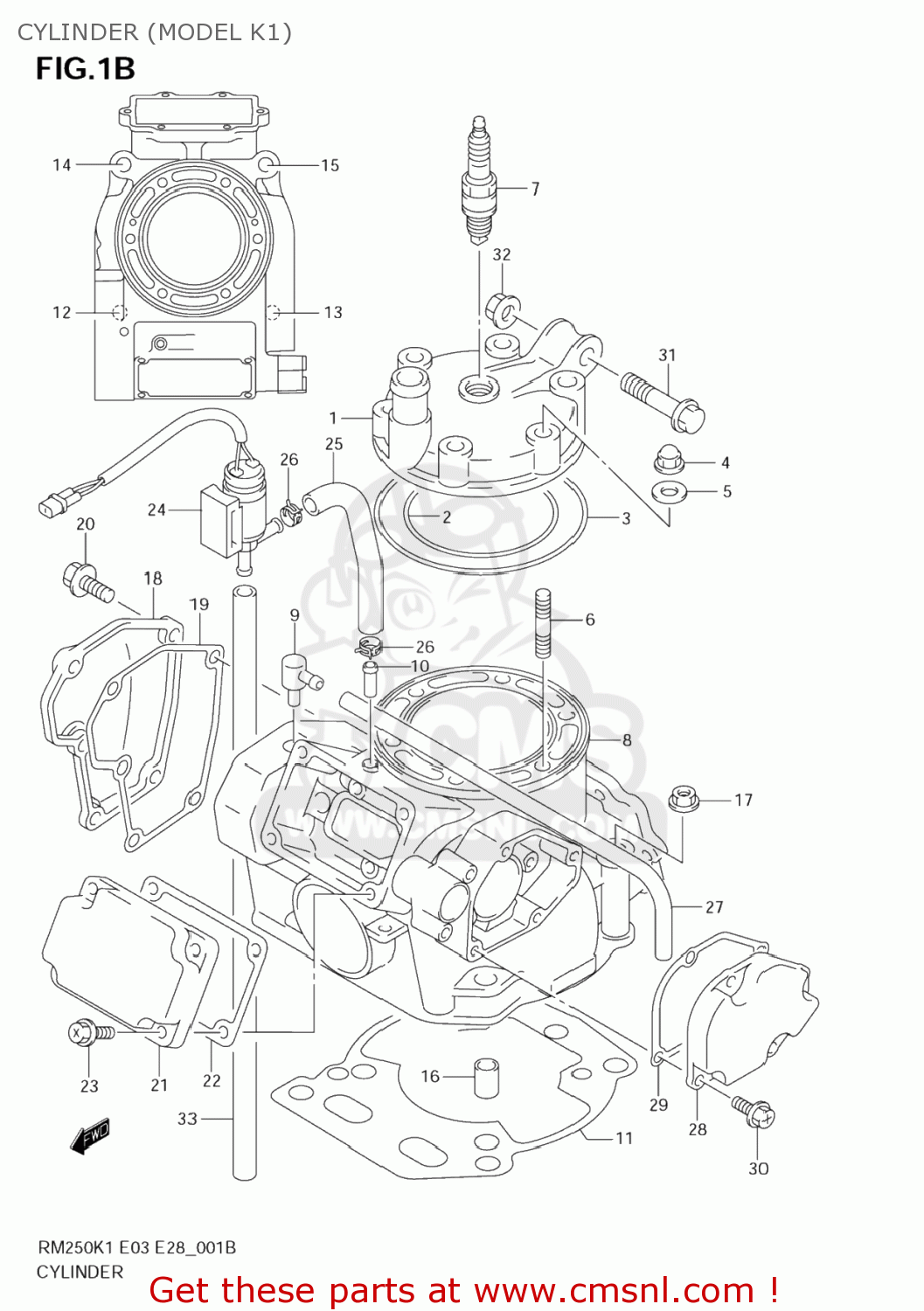 CYLINDER (MODEL K1) RM250Z 2001 (K1) USA (E03)