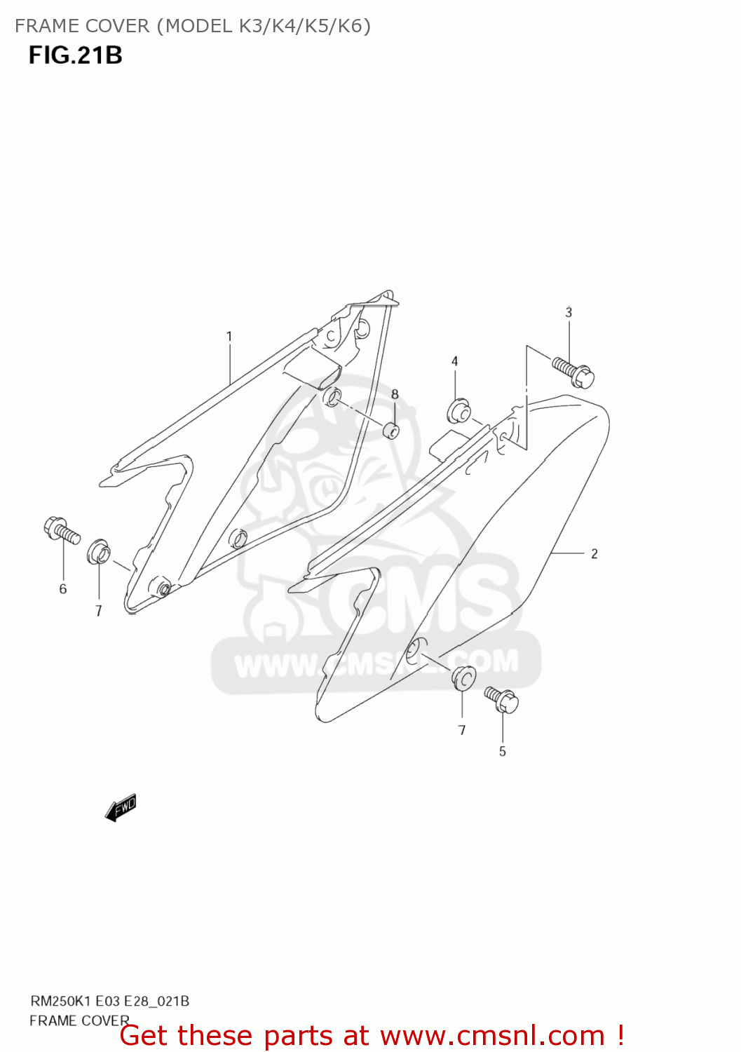 FRAME COVER (MODEL K3/K4/K5/K6) RM250Z 2001 (K1) USA (E03)