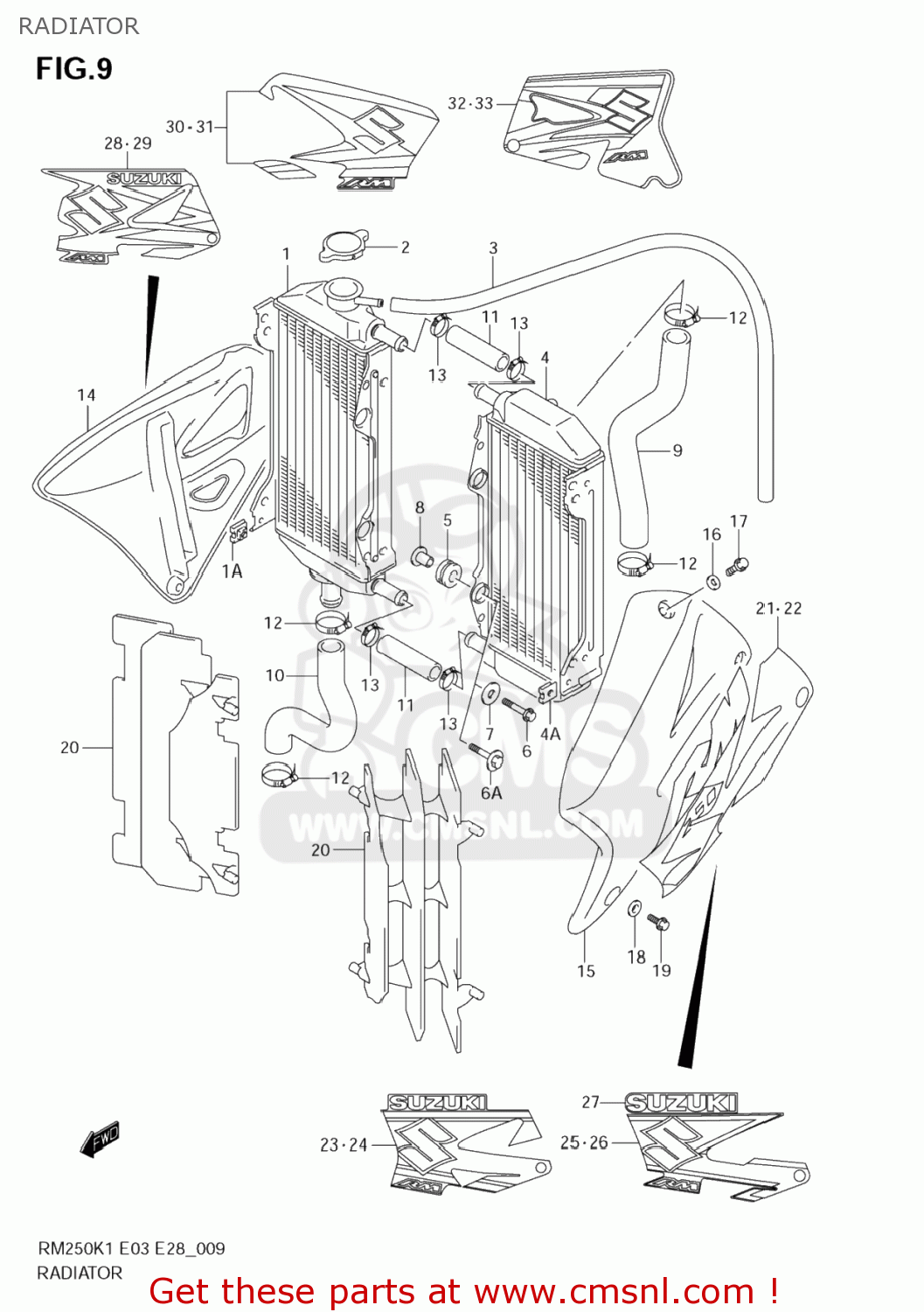 RADIATOR RM250Z 2001 (K1) USA (E03)
