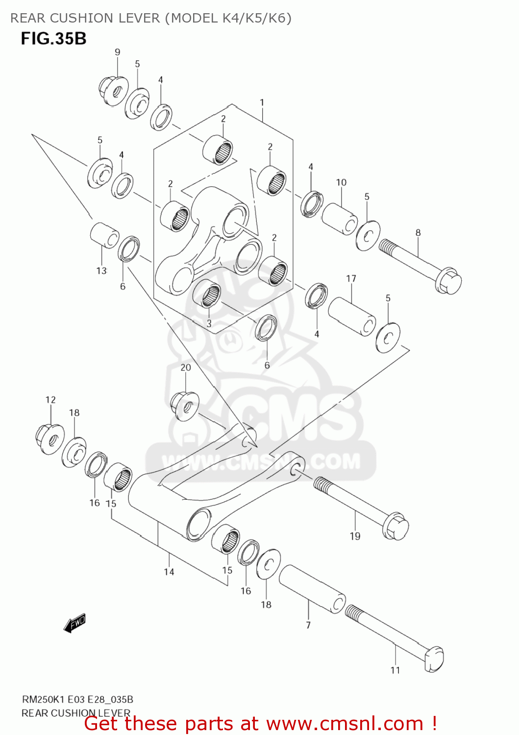 REAR CUSHION LEVER (MODEL K4/K5/K6) RM250Z 2001 (K1) USA (E03)