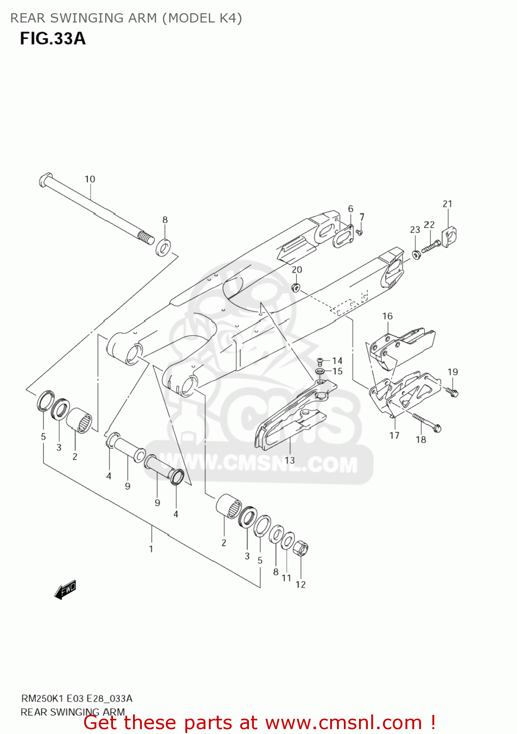 REAR SWINGING ARM (MODEL K4) RM250Z 2001 (K1) USA (E03)