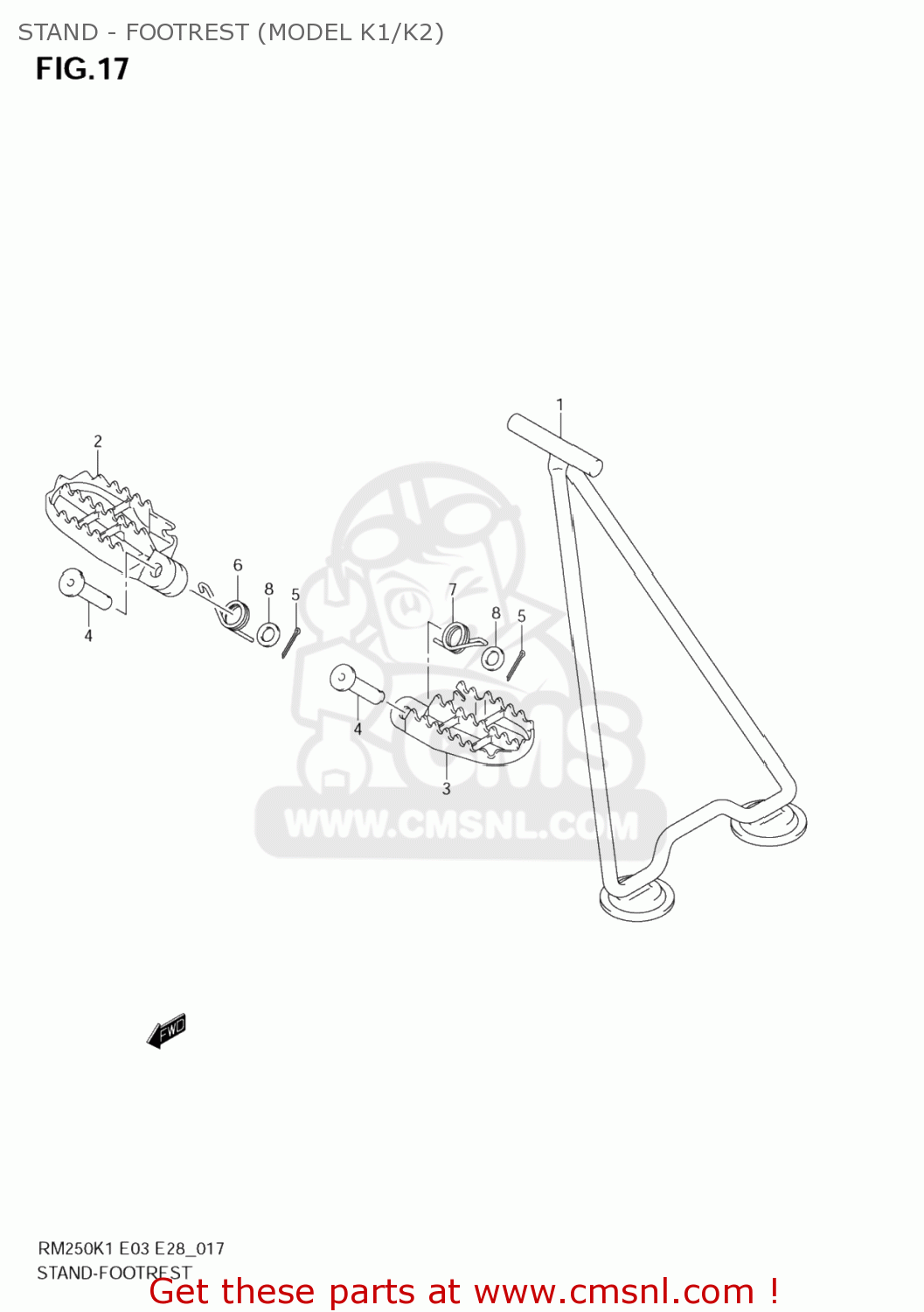 STAND - FOOTREST (MODEL K1/K2) RM250Z 2001 (K1) USA (E03)
