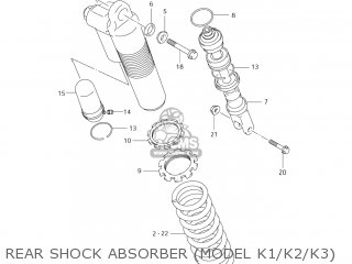 REAR SHOCK ABSORBER (MODEL K1/K2/K3) - RM250Z 2001 (K1) USA (E03)
