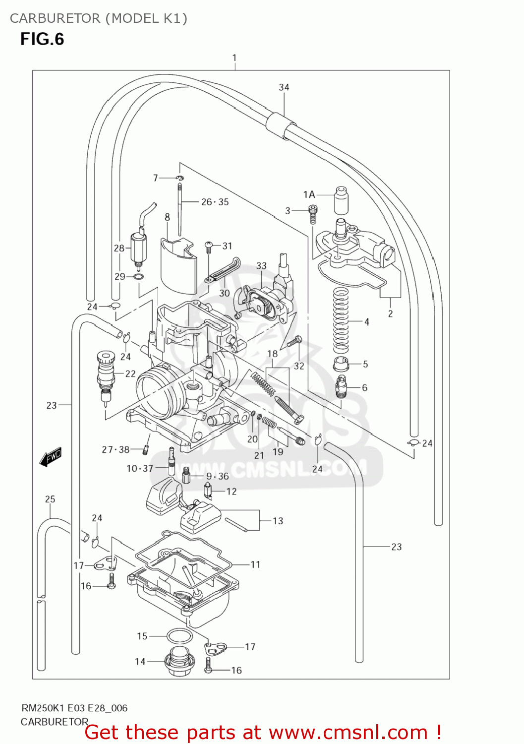 CARBURETOR (MODEL K1) RM250Z 2002 (K2) USA (E03)
