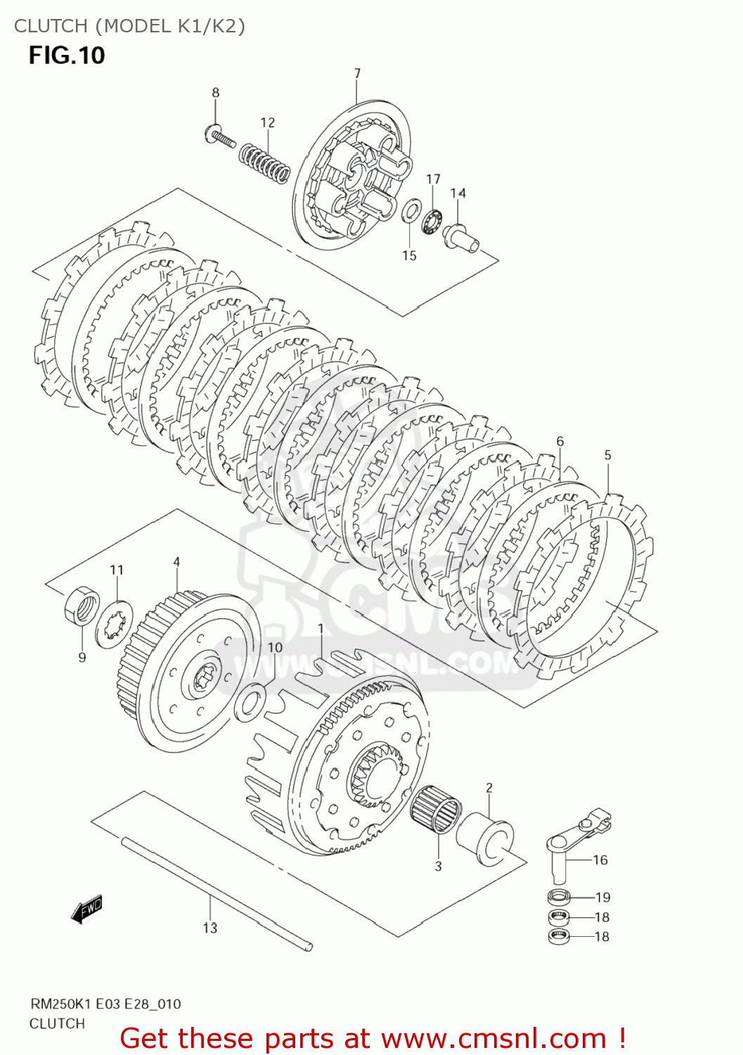 CLUTCH (MODEL K1/K2) RM250Z 2002 (K2) USA (E03)
