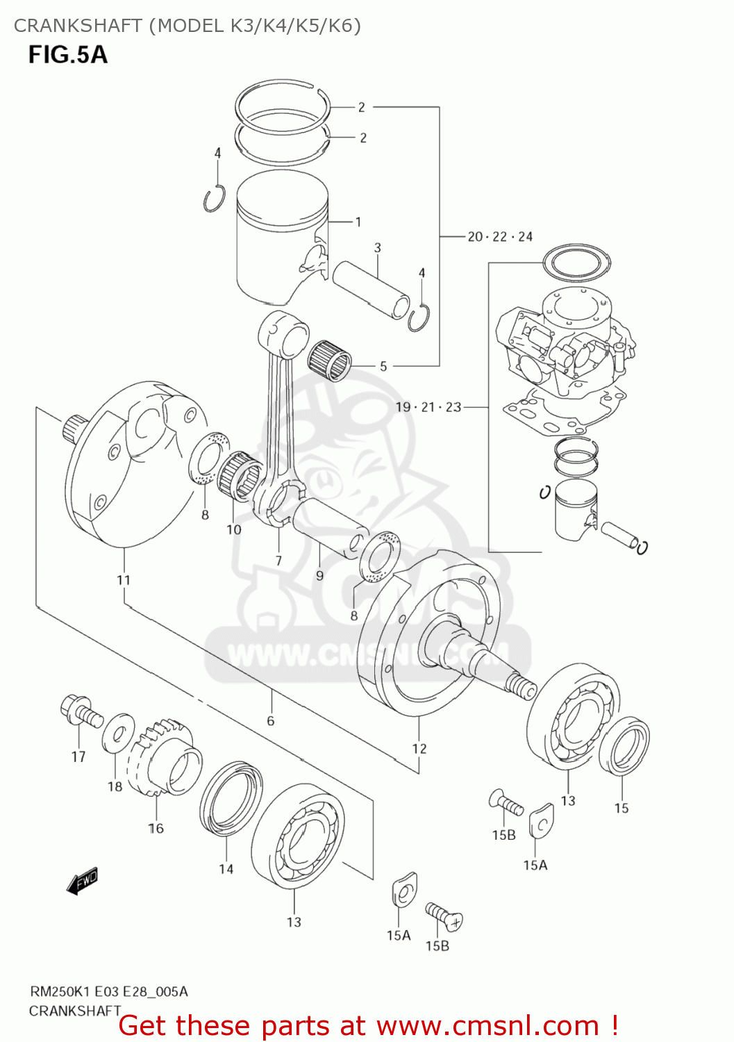 CRANKSHAFT (MODEL K3/K4/K5/K6) RM250Z 2002 (K2) USA (E03)