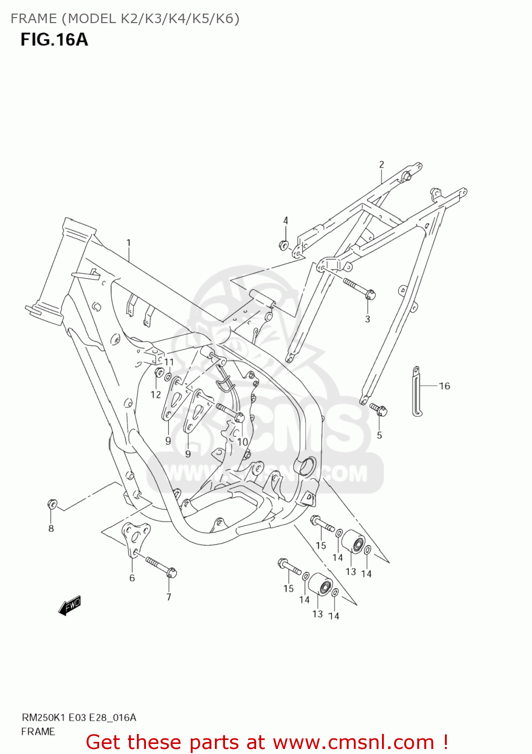FRAME (MODEL K2/K3/K4/K5/K6) RM250Z 2002 (K2) USA (E03)