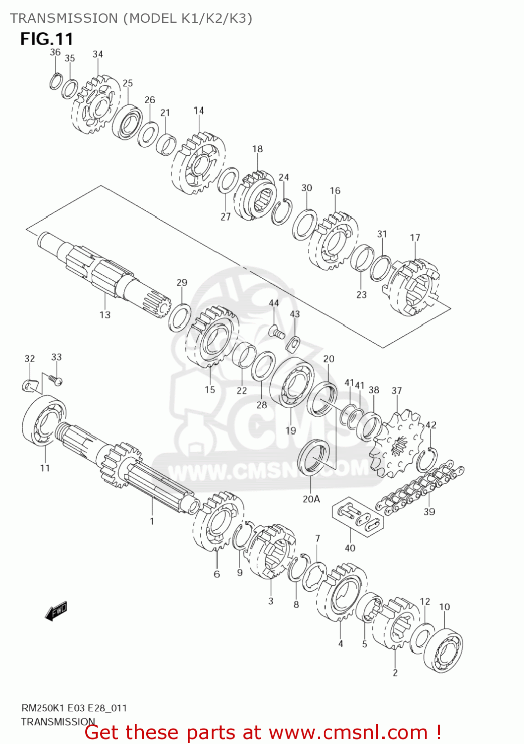 TRANSMISSION (MODEL K1/K2/K3) RM250Z 2002 (K2) USA (E03)
