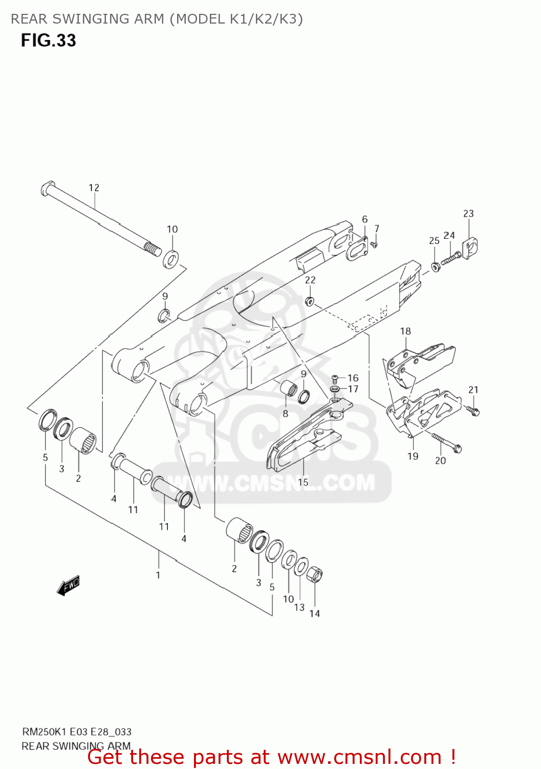 REAR SWINGING ARM (MODEL K1/K2/K3) RM250Z 2003 (K3) USA (E03)
