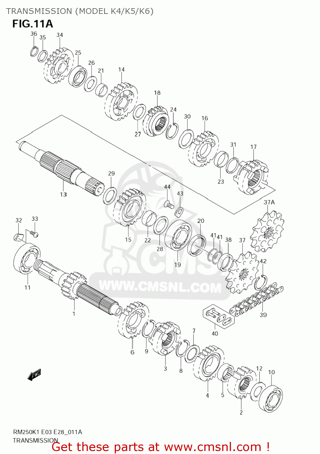 TRANSMISSION (MODEL K4/K5/K6) RM250Z 2003 (K3) USA (E03)