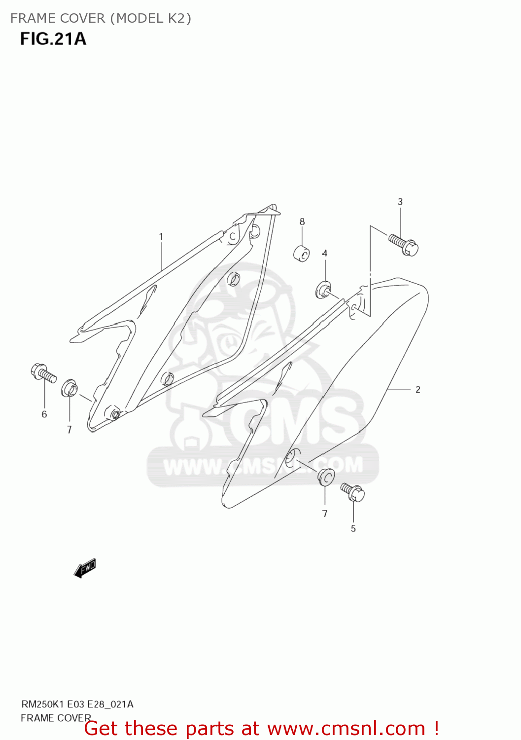 FRAME COVER (MODEL K2) RM250Z 2004 (K4) USA (E03)