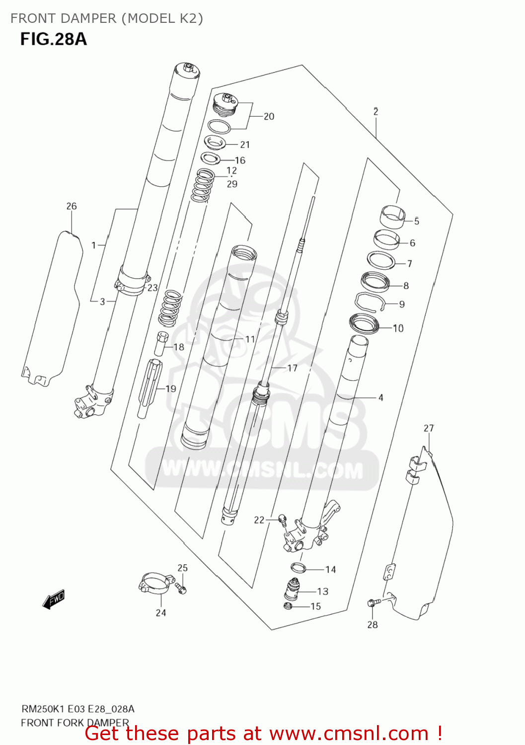FRONT DAMPER (MODEL K2) RM250Z 2004 (K4) USA (E03)