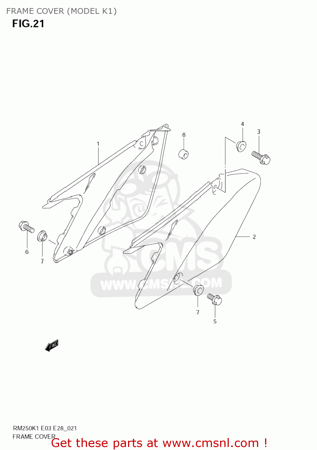FRAME COVER (MODEL K1) RM250Z 2005 (K5) USA (E03)