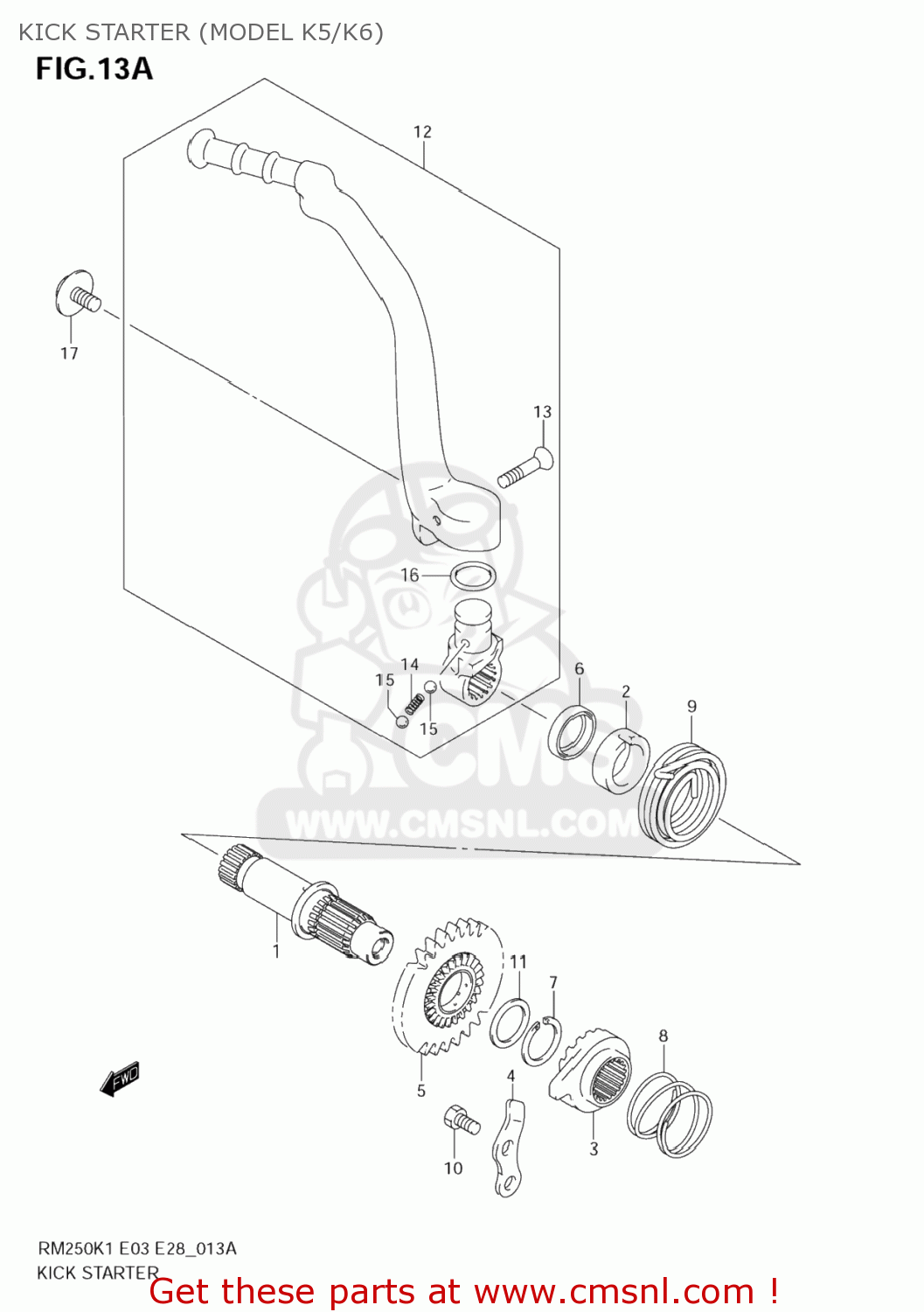 KICK STARTER (MODEL K5/K6) RM250Z 2005 (K5) USA (E03)
