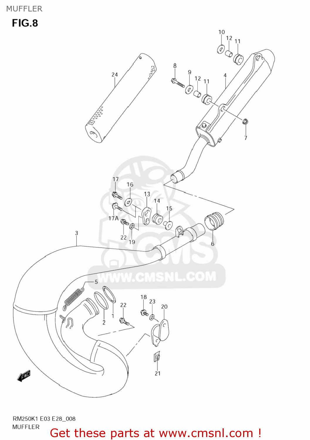 MUFFLER RM250Z 2005 (K5) USA (E03)