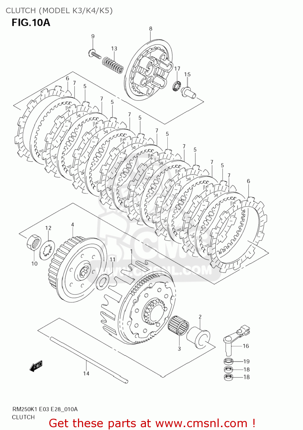 CLUTCH (MODEL K3/K4/K5) RM250Z 2006 (K6) USA (E03)