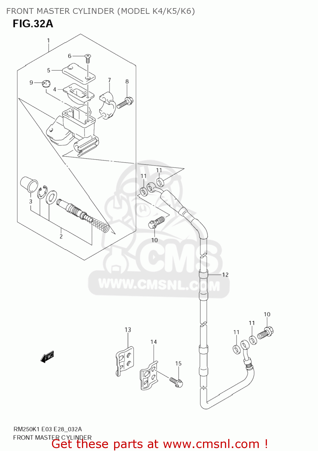 FRONT MASTER CYLINDER (MODEL K4/K5/K6) RM250Z 2006 (K6) USA (E03)