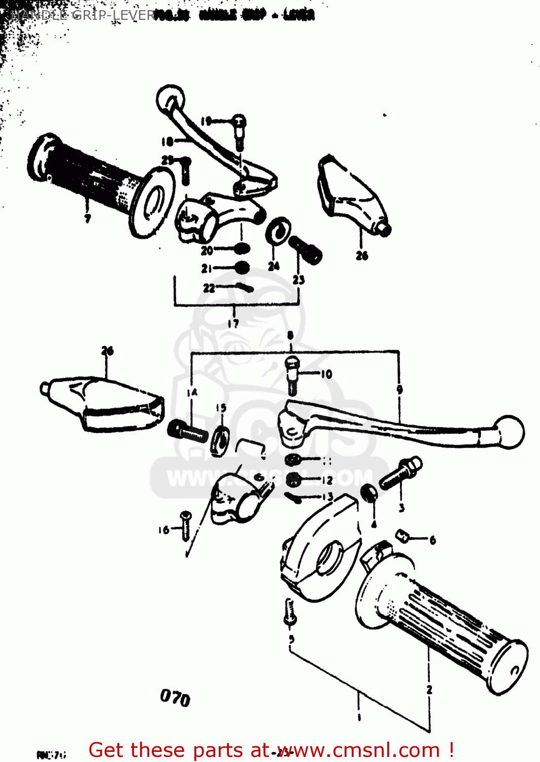HANDLE GRIP-LEVER RM370 1976 (A) USA (E03)