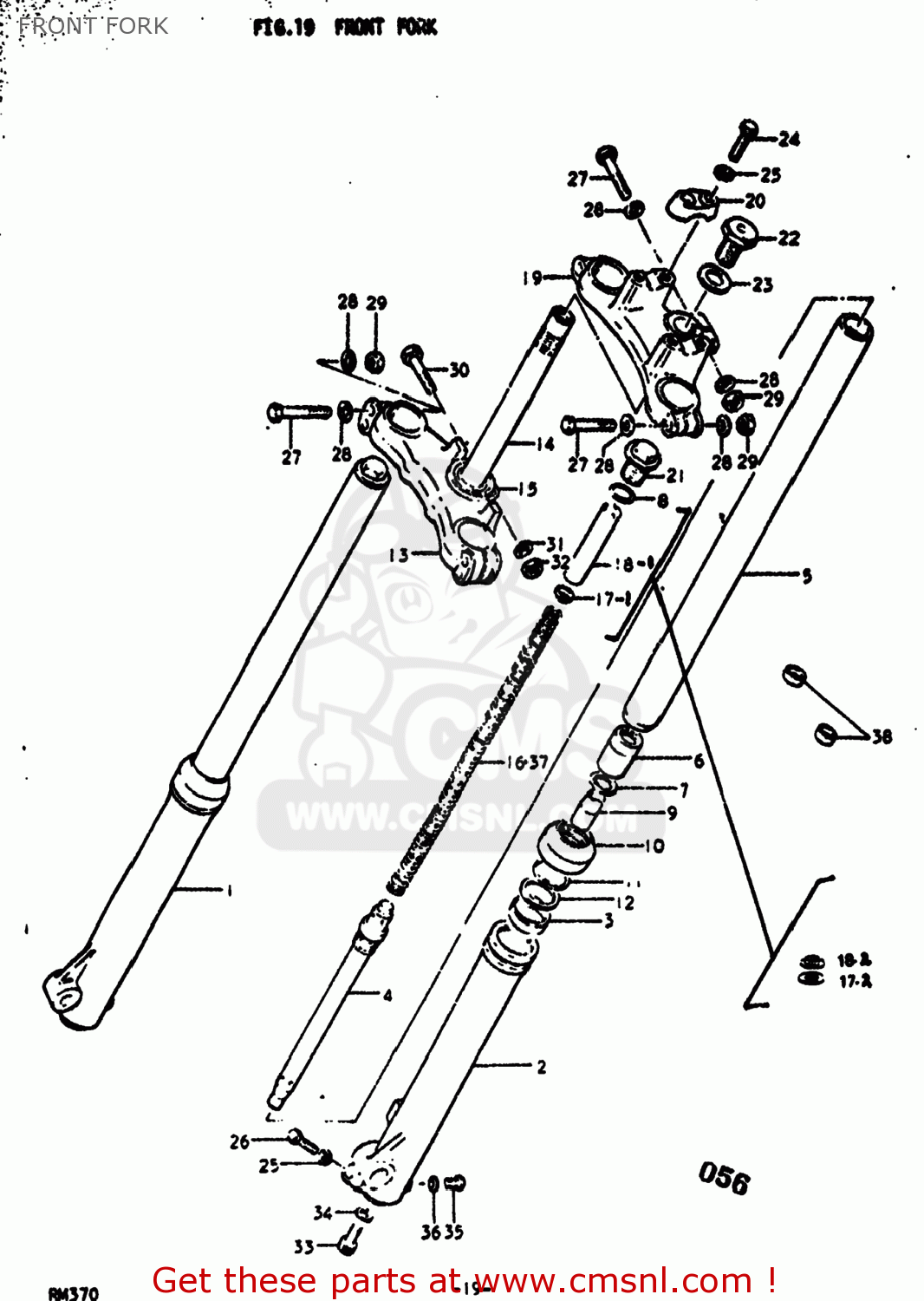 FRONT FORK RM370 1977 (B) USA (E03)