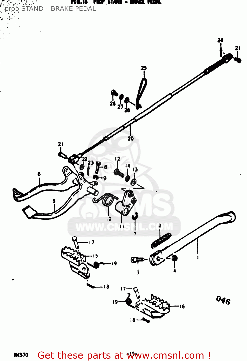 prop STAND - BRAKE PEDAL RM370 1977 (B) USA (E03)