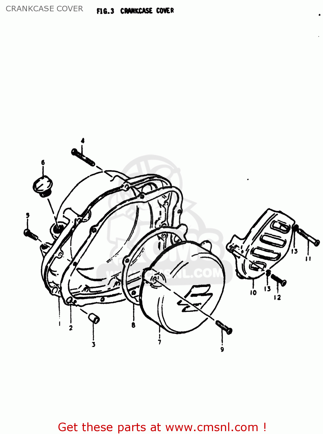 CRANKCASE COVER RM400 1978 (C) USA (E03)