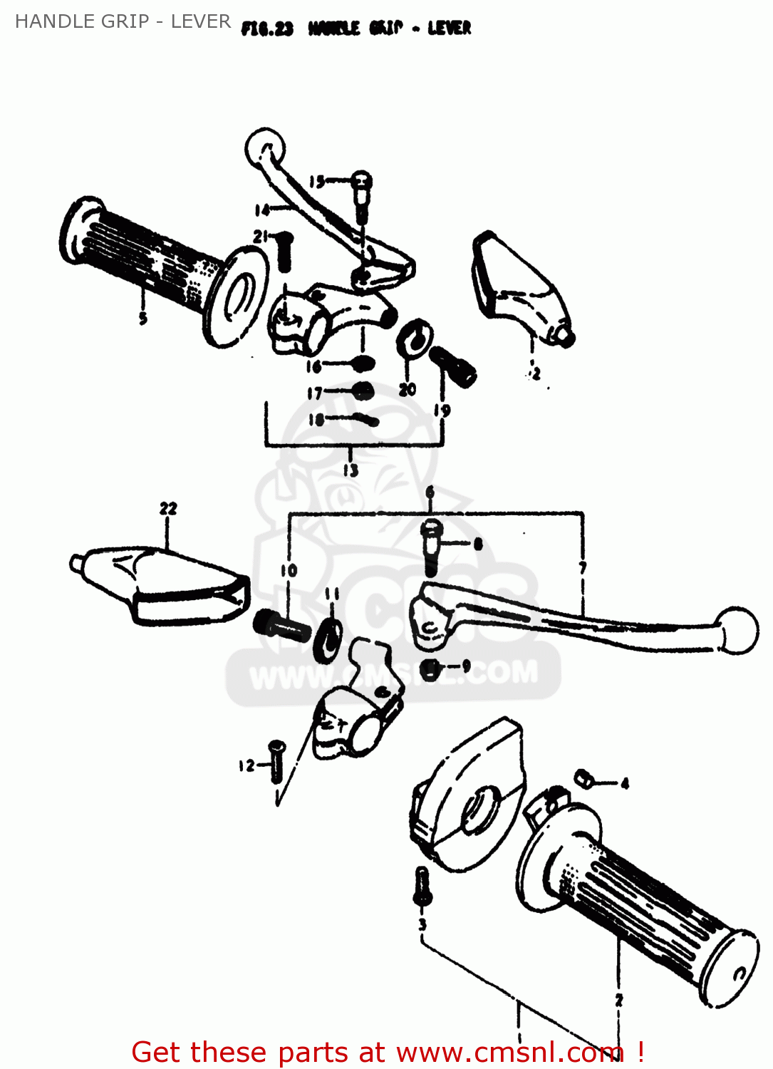 HANDLE GRIP - LEVER RM400 1978 (C) USA (E03)