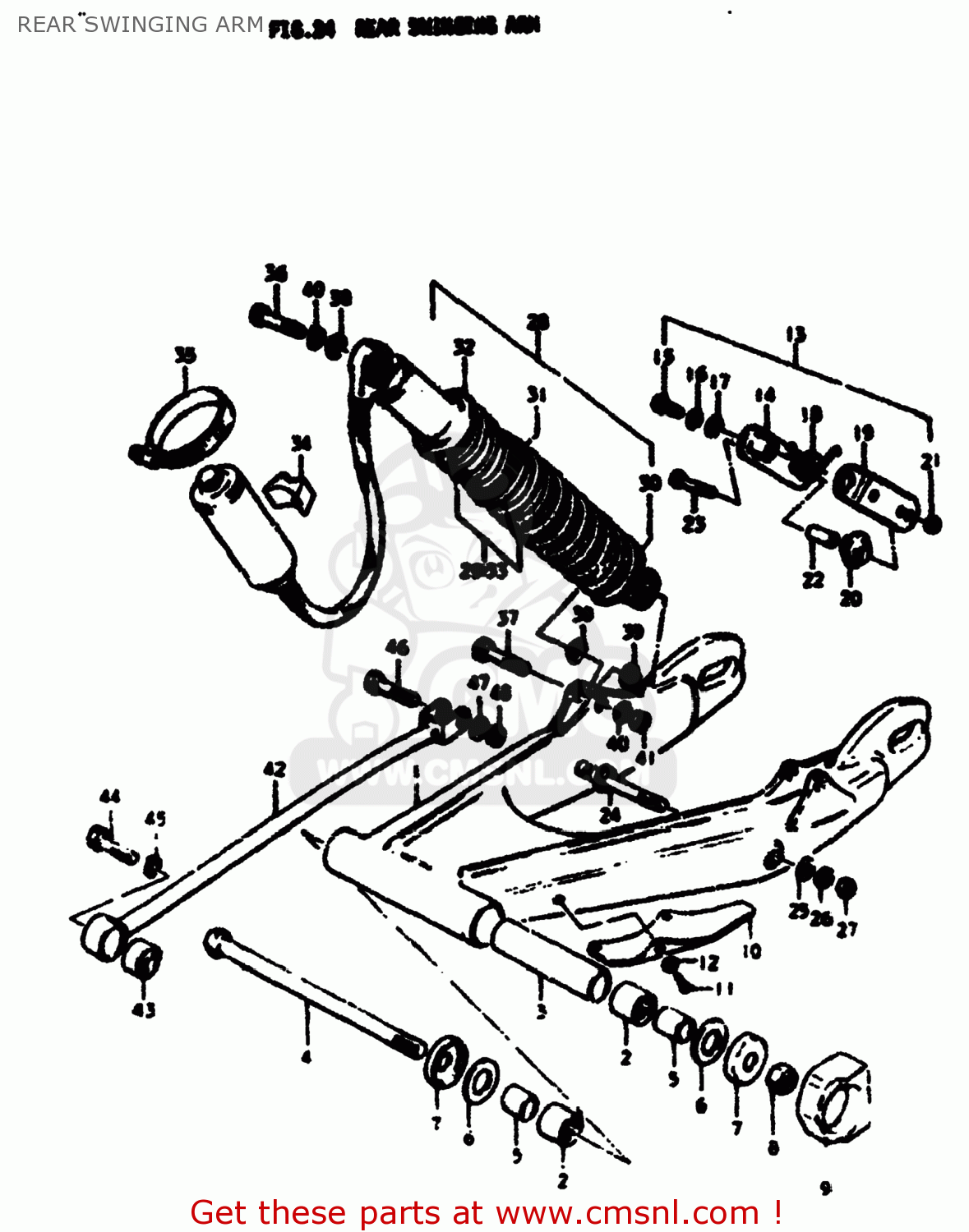 REAR SWINGING ARM RM400 1978 (C) USA (E03)