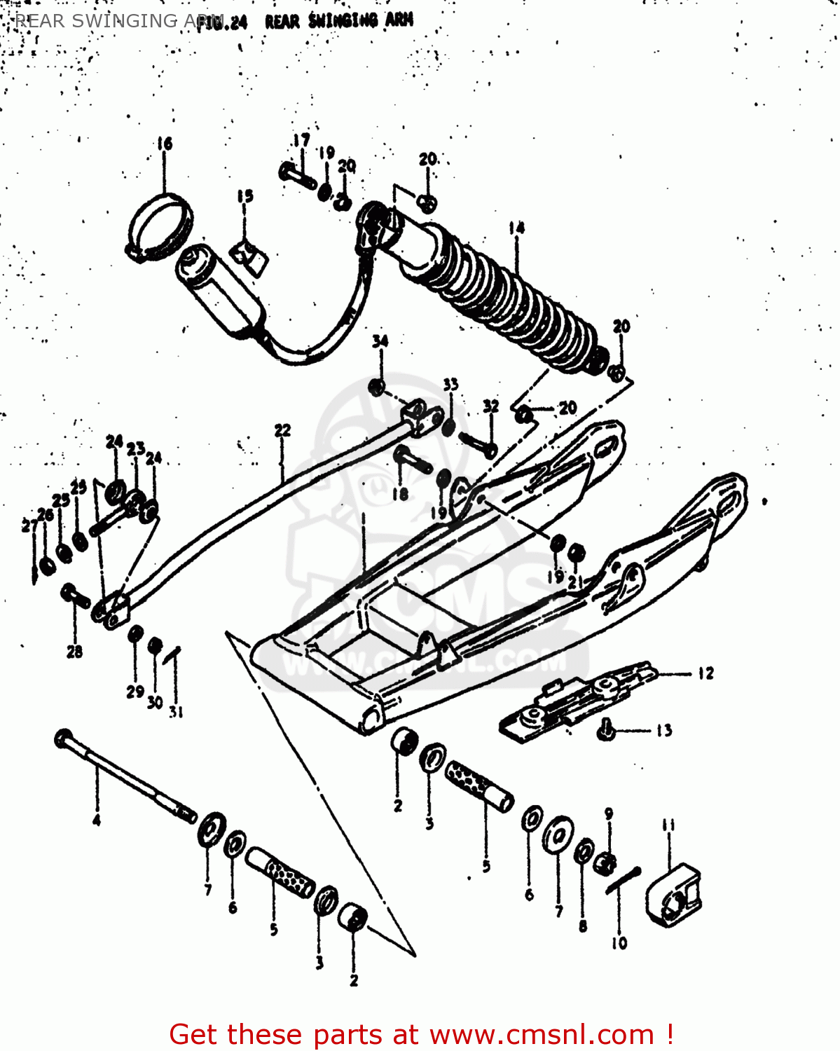 REAR SWINGING ARM RM400 1979 (N) USA (E03)