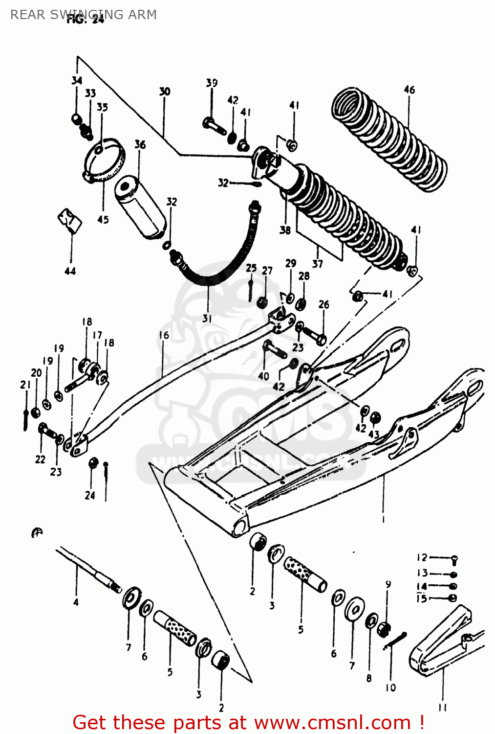 REAR SWINGING ARM RM400 1980 (T) USA (E03)