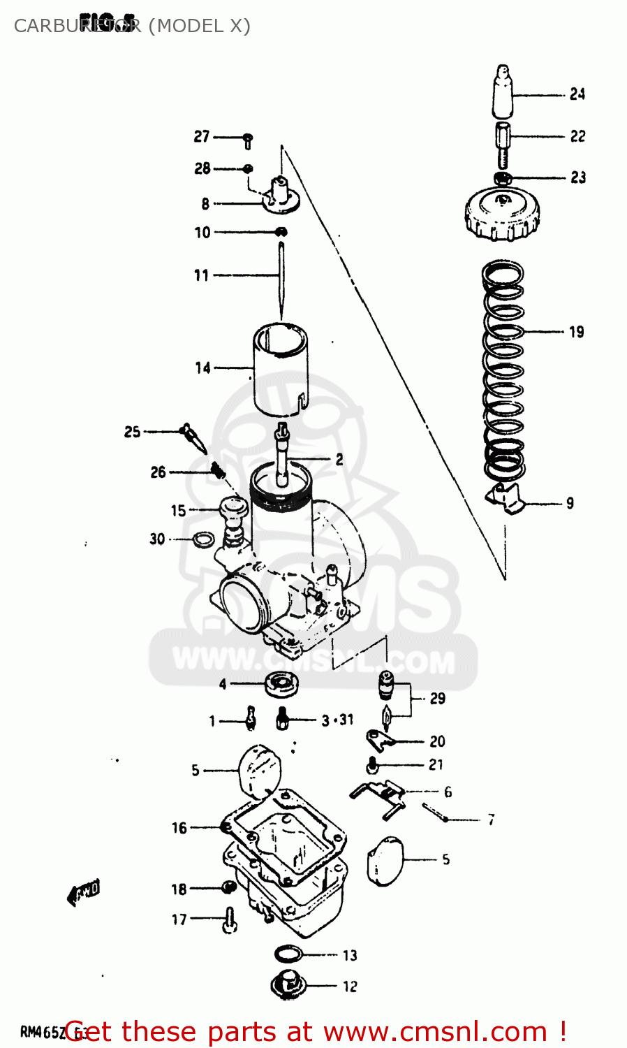 CARBURETOR (MODEL X) RM465 1981 (X) USA (E03)