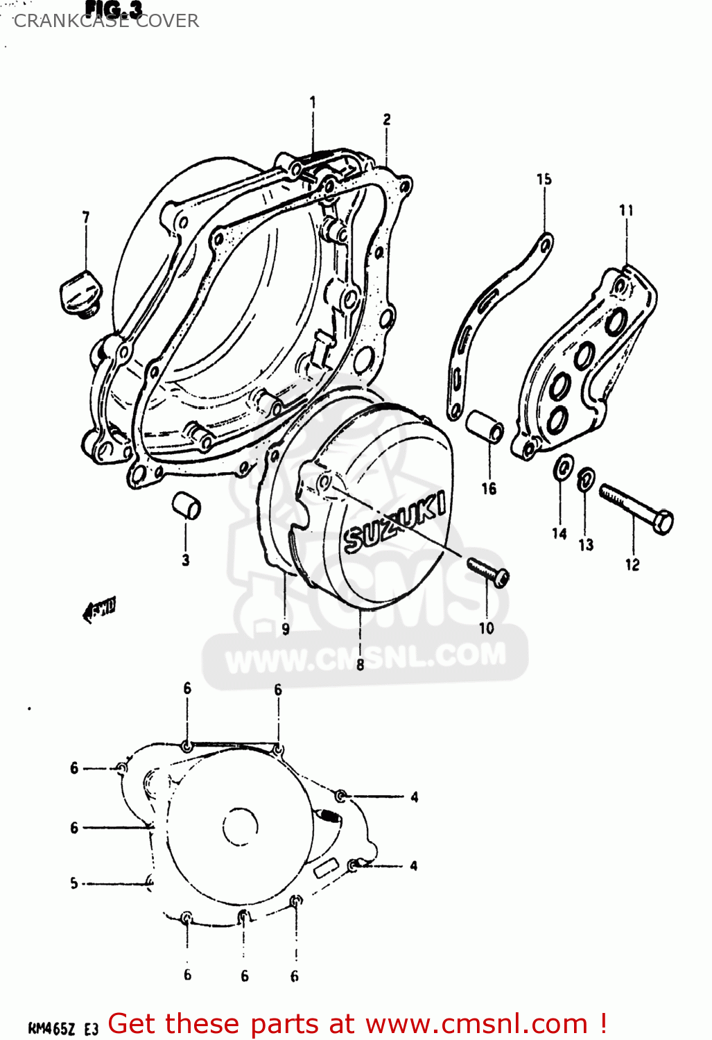 CRANKCASE COVER RM465 1981 (X) USA (E03)