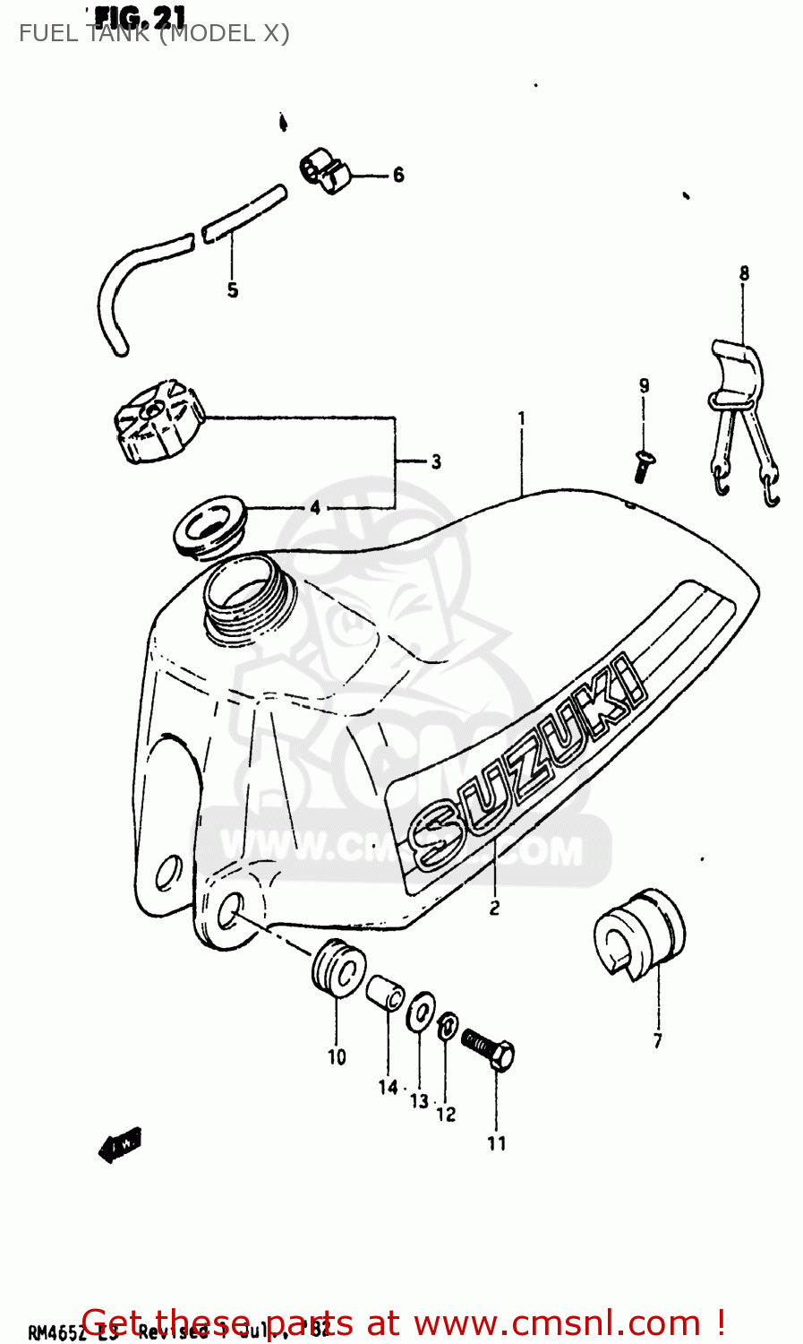 FUEL TANK (MODEL X) RM465 1981 (X) USA (E03)