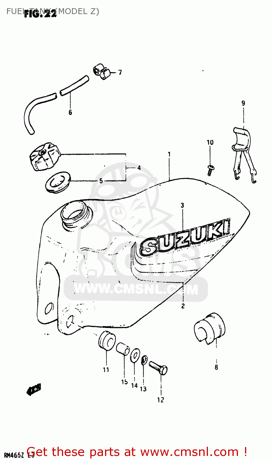 FUEL TANK (MODEL Z) RM465 1981 (X) USA (E03)