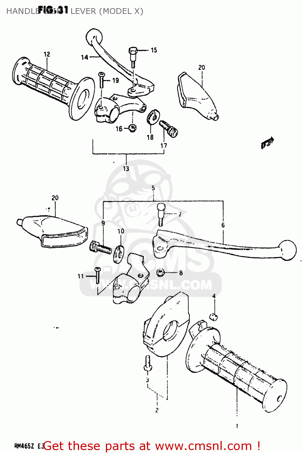 HANDLE CLIP - LEVER (MODEL X) RM465 1981 (X) USA (E03)
