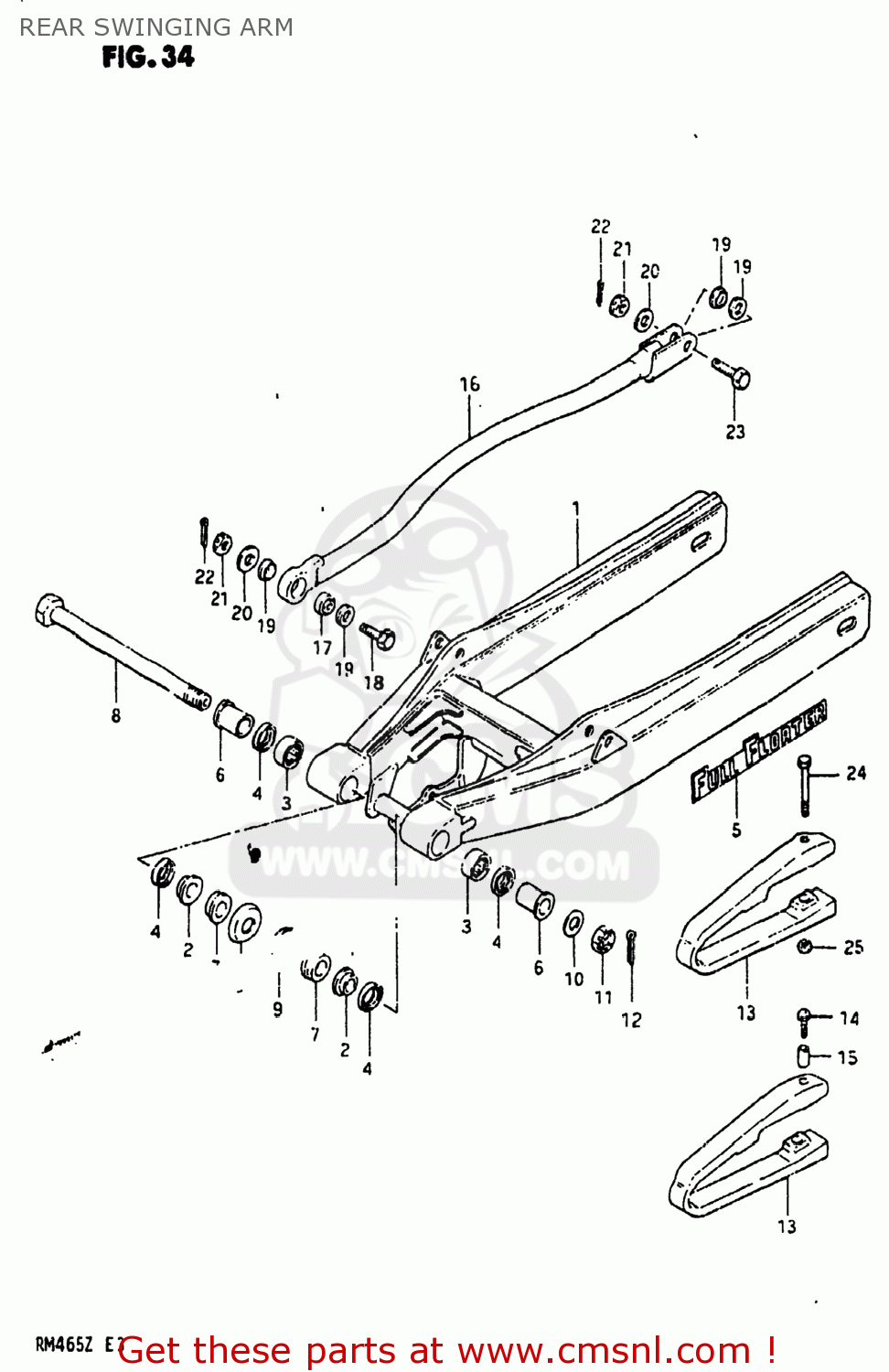 REAR SWINGING ARM RM465 1981 (X) USA (E03)